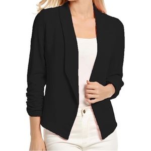NWT POGTMM Women 3/4 Sleeve Blazer Open Front Cardigan Jacket Work Office Blazer